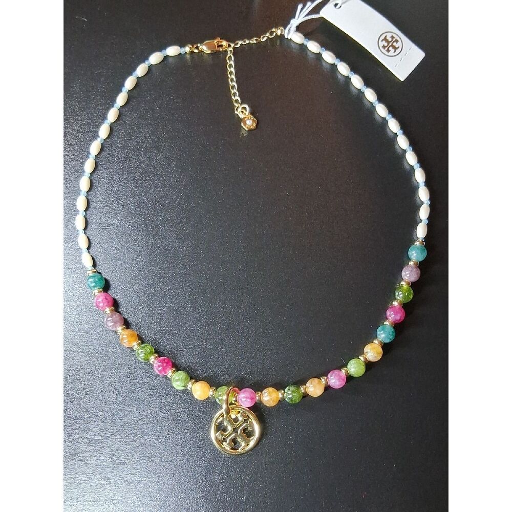 Tory Burch Beaded Charm Necklace New With Tags